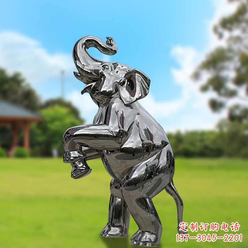 河源站立的不锈钢小象雕塑