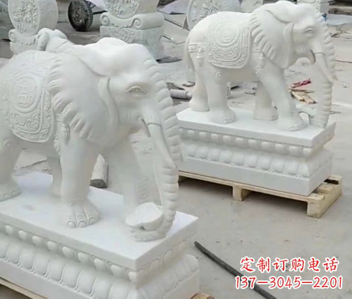 河源招财动物汉白玉大象石雕 (2)