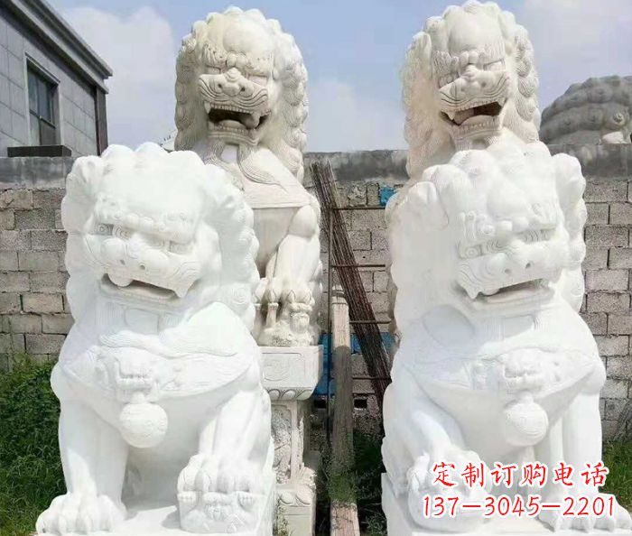 河源招财动物汉白玉狮子石雕