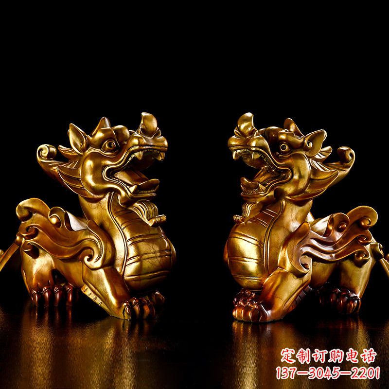 河源招财黄铜貔貅雕塑摆件