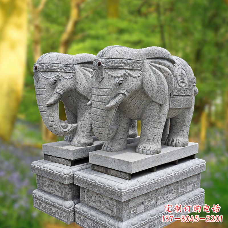 河源招财纳福石雕大象