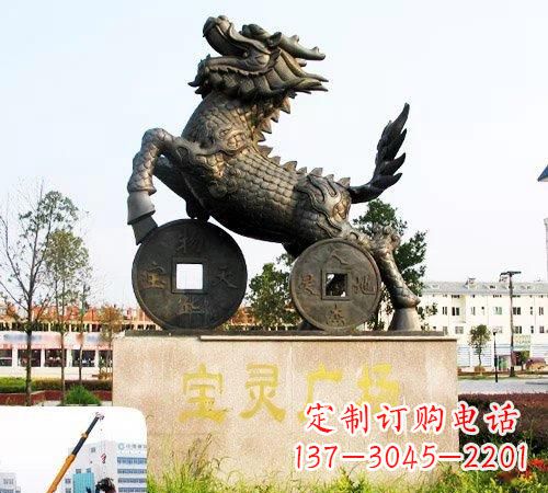 河源招财麒麟铜雕