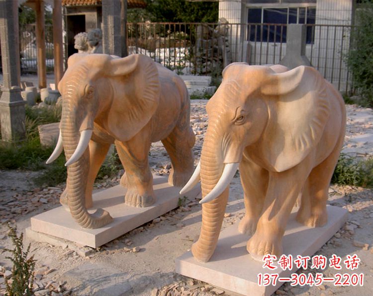 河源招财石雕大象