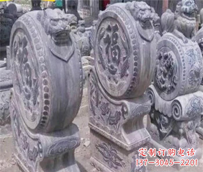 河源招财石门墩仿古抱鼓石