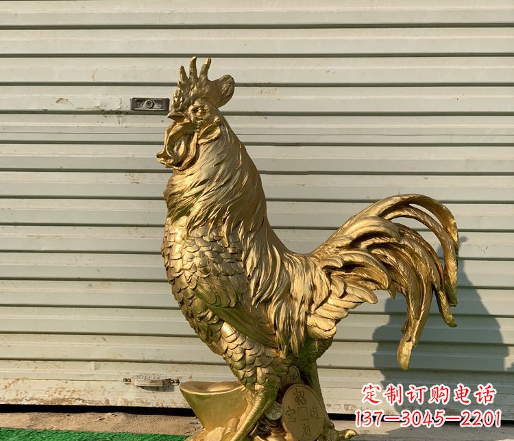 河源招财元宝公鸡铜雕