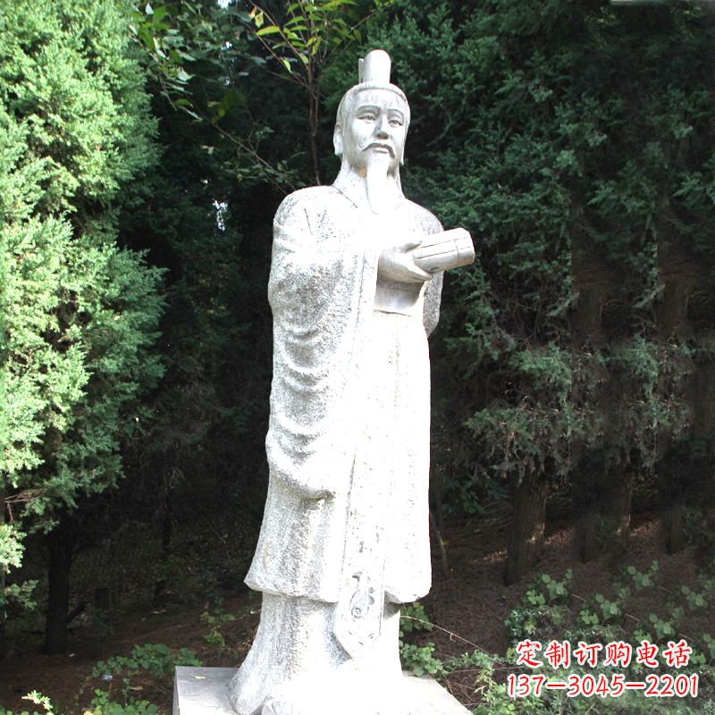 河源中国古代著名帝王汉文帝刘恒汉白玉石雕塑像