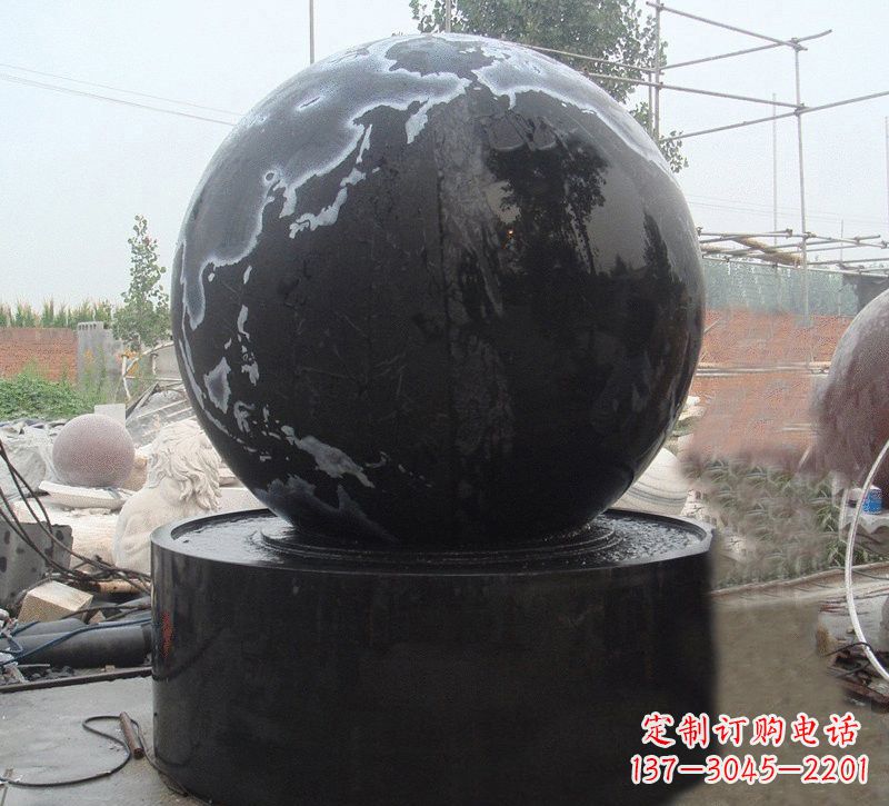 河源中国黑风水球石雕