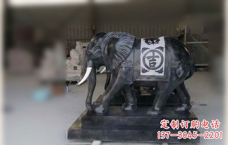 河源中国黑石材大象雕塑
