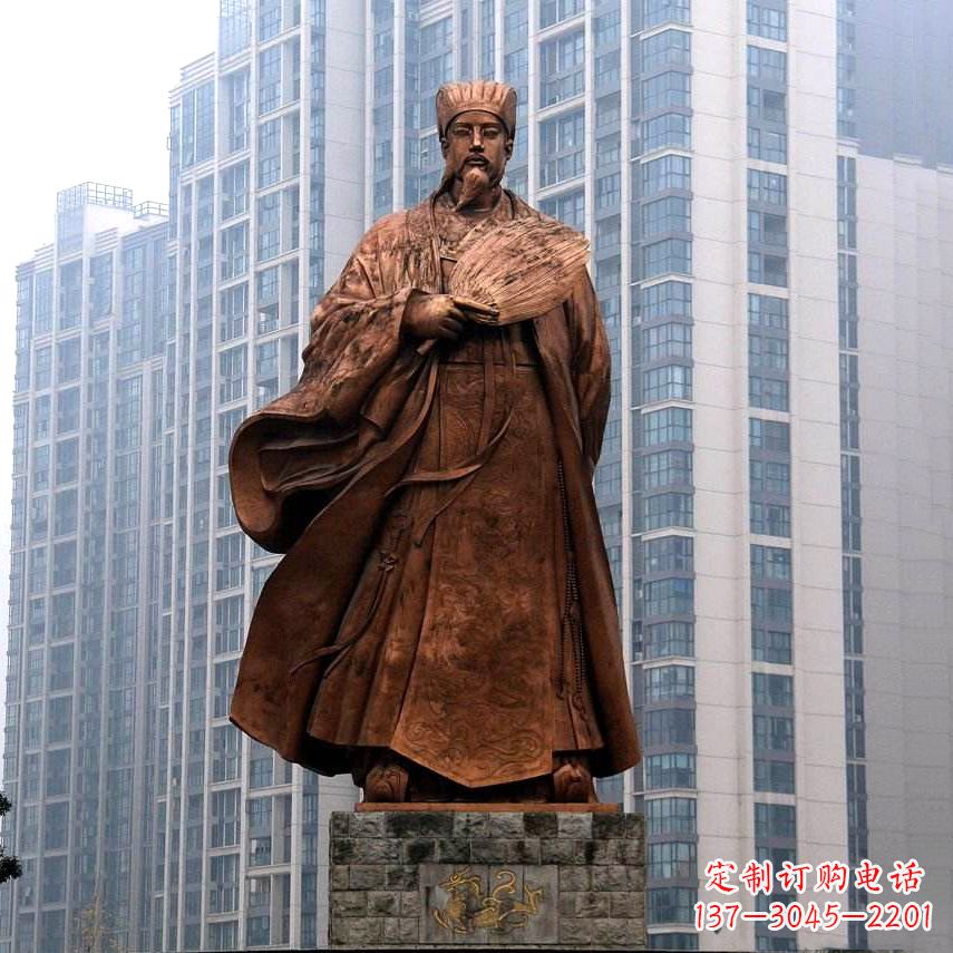 河源诸葛亮城市景观铜雕像-中国古代著名人物三国谋士卧龙先生雕塑