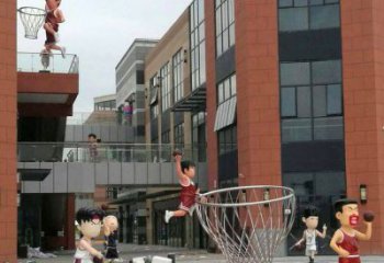 河源校园卡通人物打篮球雕塑