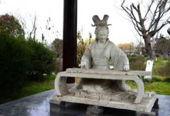 河源虞姬弹琴雕塑-公园古代人物著名美女情景雕塑
