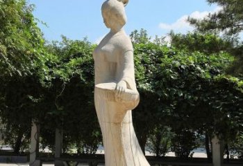 河源园林历史人物著名美女秦罗敷砂岩石雕塑像