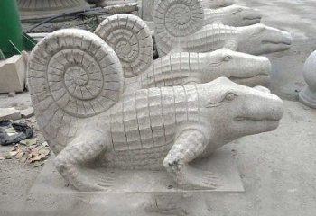 河源园林水池水景鳄鱼砂岩喷水雕塑