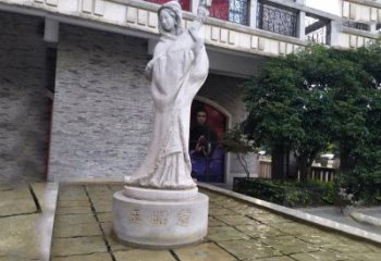 河源中国历史名人古代美女王昭君弹琵琶石雕像