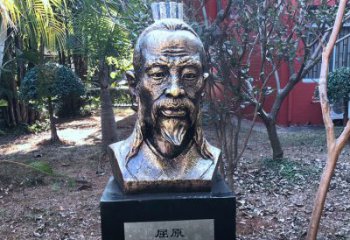 河源中国历史名人战国时期著名爱国诗人屈原铸铜头像雕塑