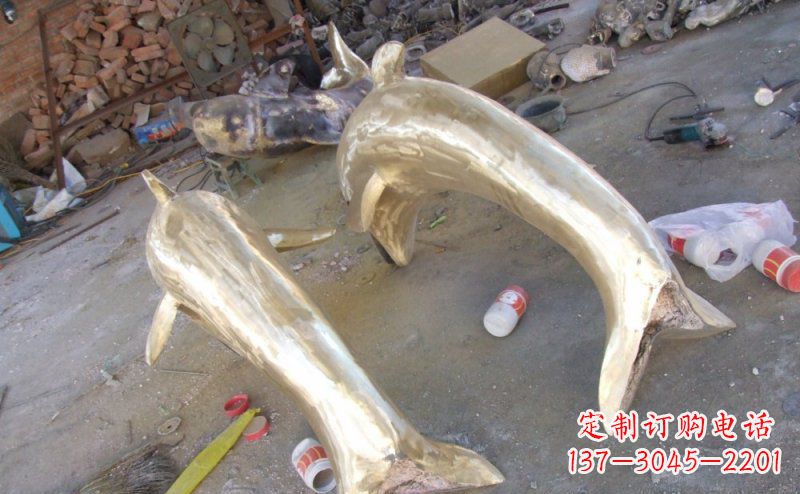 河源铸铜海豚公园动物铜雕