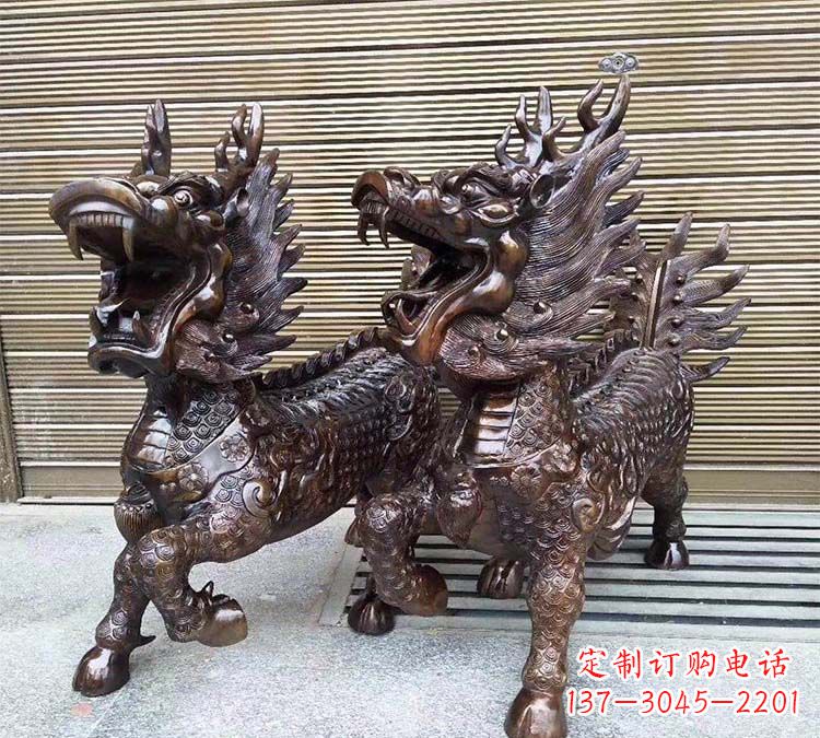 河源铸铜立式麒麟