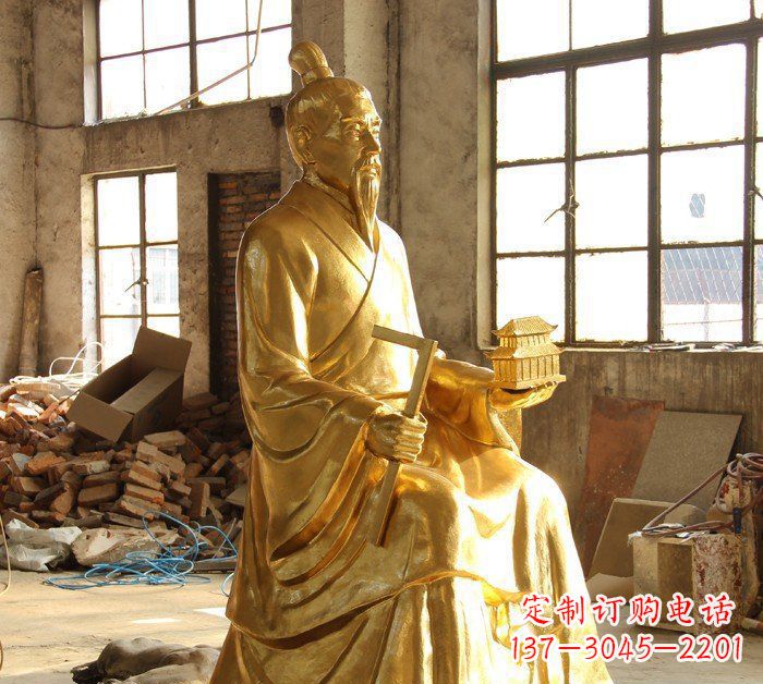 河源铸铜鲁班古代人物铜雕