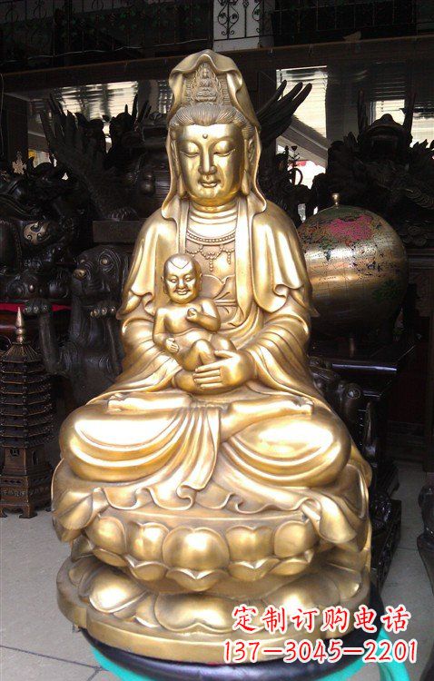 河源铸铜送子观音雕塑