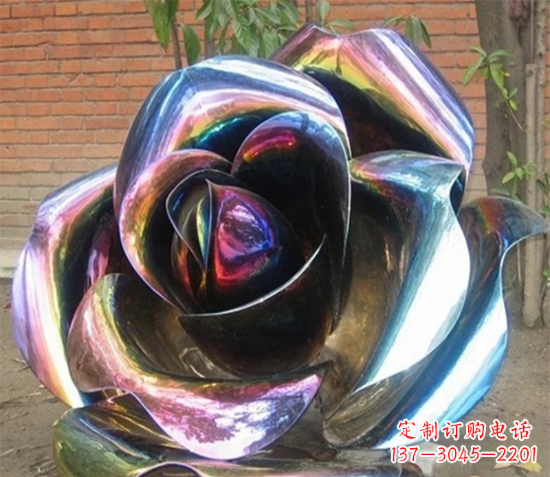 河源彩色创意不锈钢玫瑰雕塑