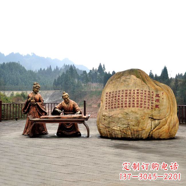 河源卓文君与司马相如凤求凰公园景观雕塑-历史典故人物情景雕塑