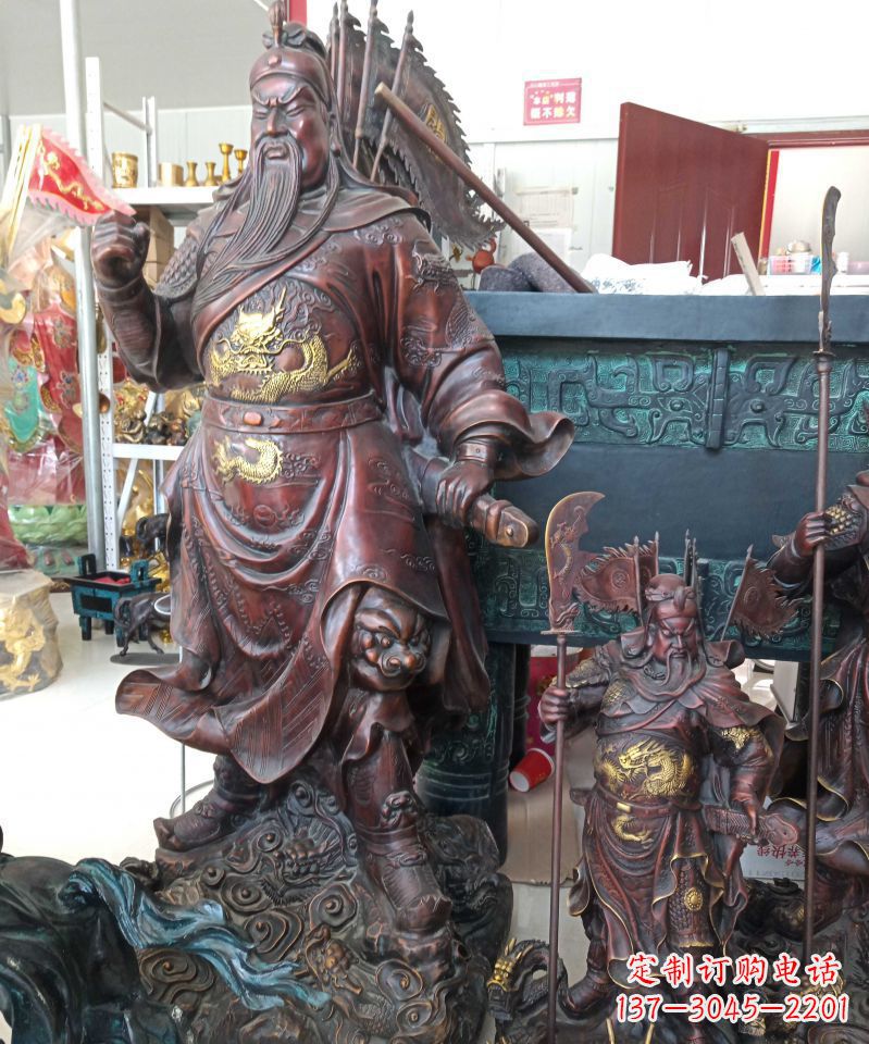 河源宗教庙宇关公武财神铜雕