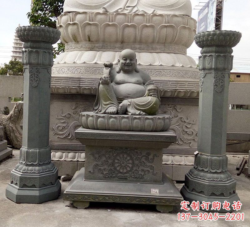 河源宗教庙宇如意弥勒佛石雕