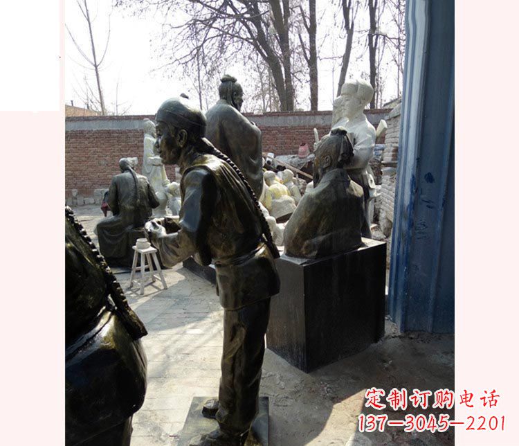 河源作揖的店小二铜雕