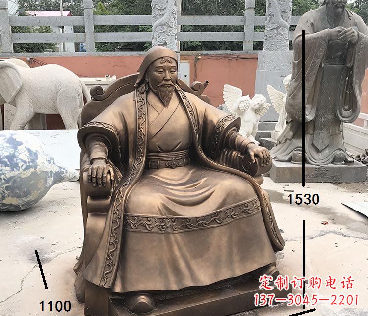河源坐式成吉思汗铜雕 (2)
