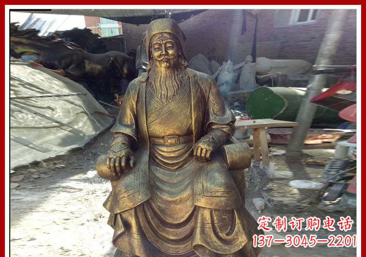 河源坐式成吉思汗铜雕