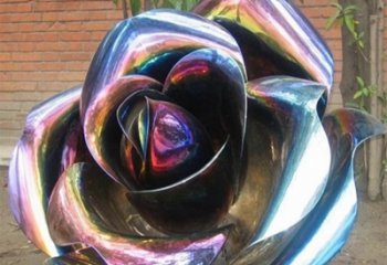 河源彩色创意不锈钢玫瑰雕塑