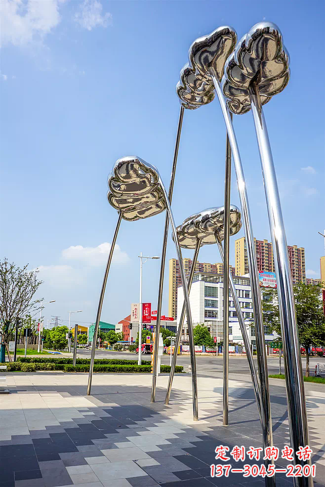 河源荷叶雕塑-广场不锈钢抽象艺术荷叶雕塑