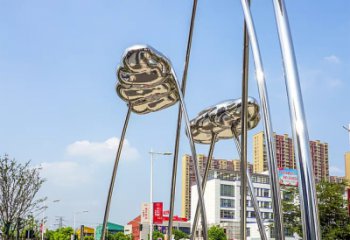 河源荷叶雕塑-广场不锈钢抽象艺术荷叶雕塑